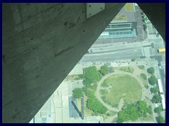 Views from CN Tower 441 - Glass floor, looking down the tower